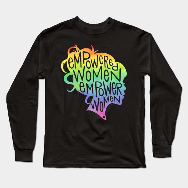 Feminist Empowered Women March Colorful Rainbow Long Sleeve T-Shirt by springins